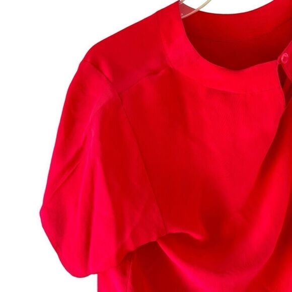 Vintage Anna & Frank 90s Red Velvet Silk Blouse Top Crew Neck Pullover Size M - Picture 6 of 7